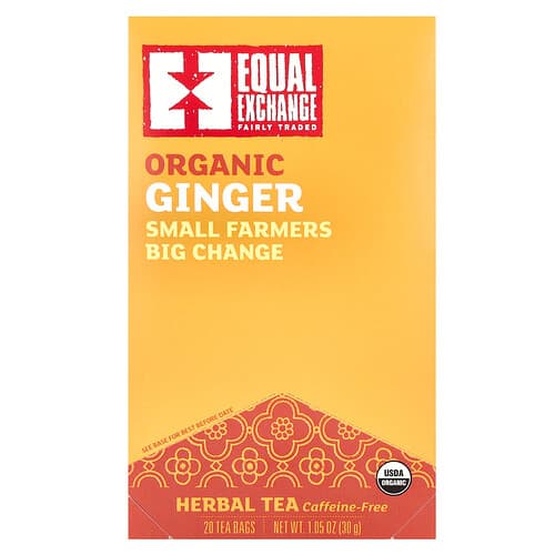 Equal Exchange, Organic Ginger, Herbal Tea, Caffeine Free, 20 Tea Bags, 1.05 oz (30 g)