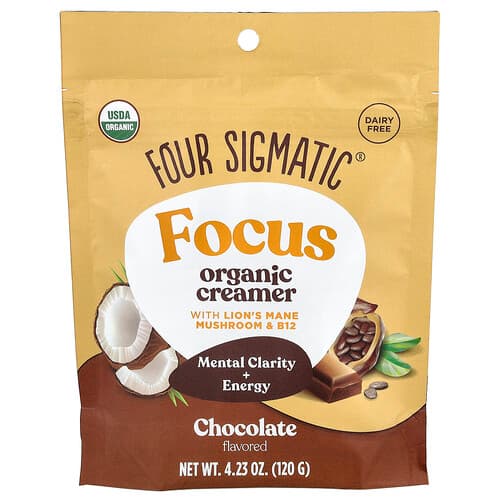 Four Sigmatic, Focus, Organic Creamer with Lion's Mane Mushroom & B12, Chocolate, 4.23 oz (120 g)