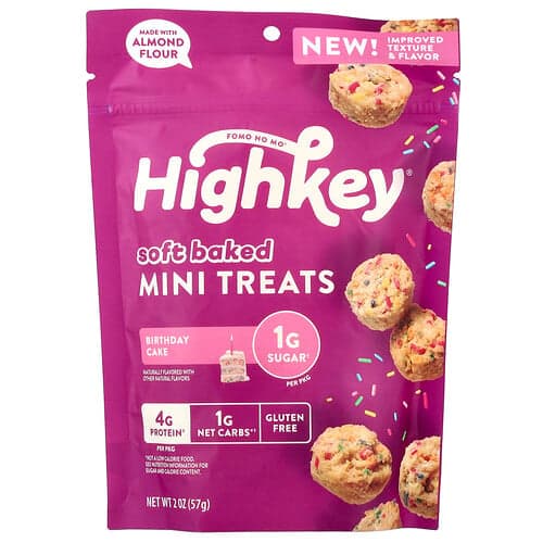HighKey, Soft Baked Mini Treats, Birthday Cake, 2 oz (57 g)