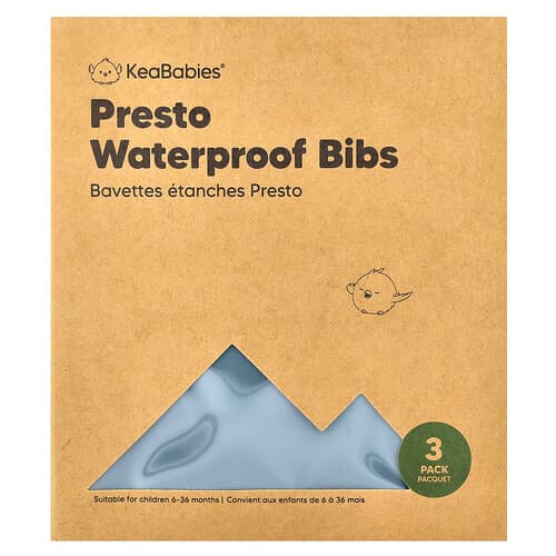 KeaBabies, Presto Waterproof Bibs, 6-36 Months, Slate, 3 Pack