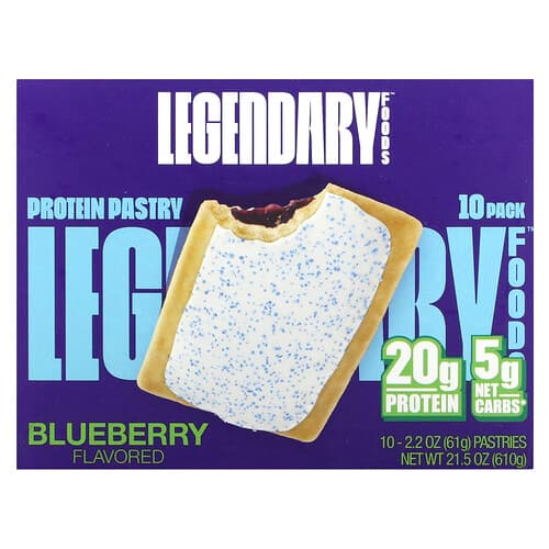 Legendary Foods, Protein Pastry, Blueberry, 10 Pack, 2.2 oz (61 g) Each