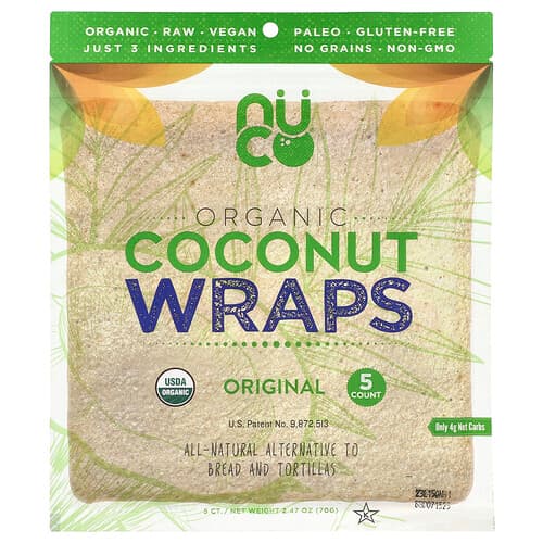 NUCO, Organic Coconut Wraps, Original, 5 Wraps, (14 g) Each