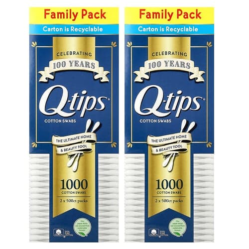 Q-tips, Cotton Swabs, Family Pack, 2 Pack, 500 Swabs Each