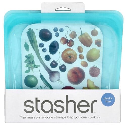 Stasher, Reusable Silicone Food Bag, Sandwich Size, Aqua, 15 fl oz (450 ml)