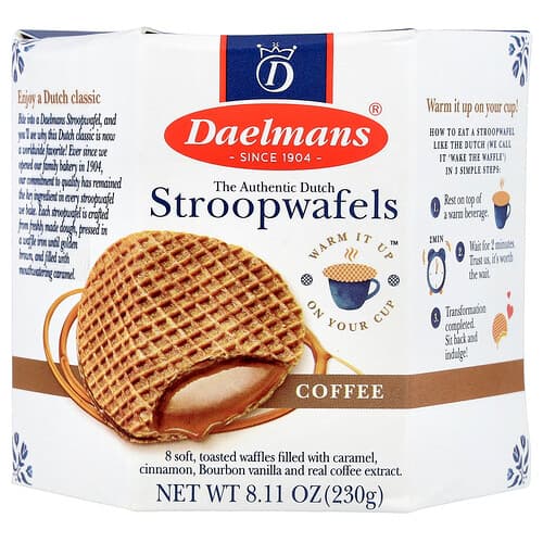 Daelmans, Stroopwafels, Coffee, 8 Waffles, 8.11 oz (230 g)