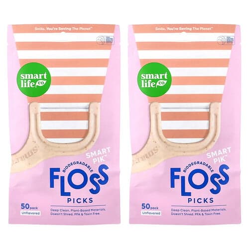 SmartLifeCo, Floss Picks, Unflavored, 100 Pack