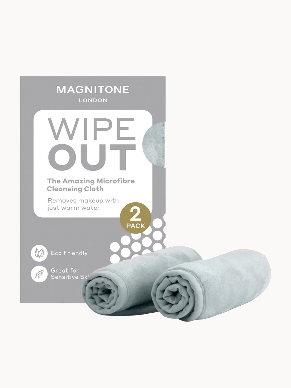 MAGNITONE WipeOut Microfibre Cleansing Cloths Grey – 2 Pack