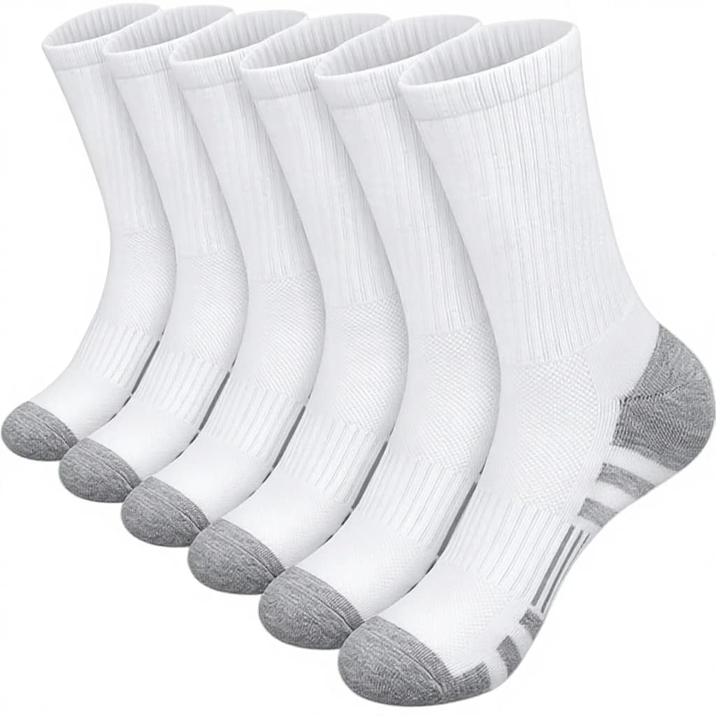 Autumn and Winter White Knitted Stocks for Men Custom Made with Fashionable Print Logo for Basketball Minimum Order 10 Pairs