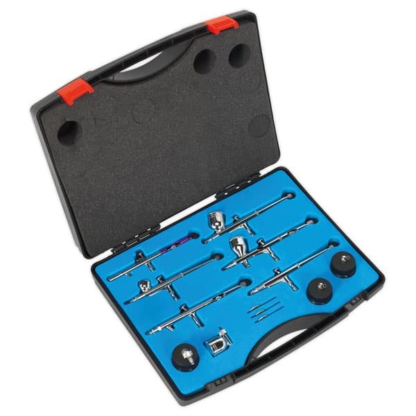 Sealey AB936 Air Brush Kit 10pc Gravity/Suction Feed