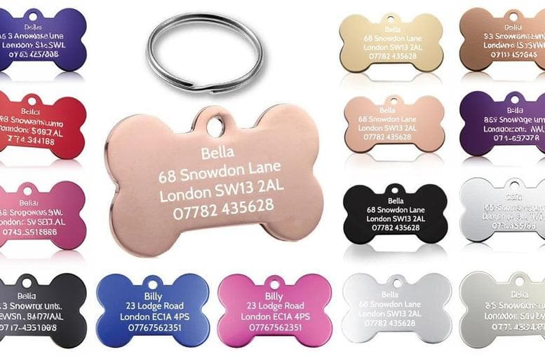 Premium Personalised Bone Dog Tag - Custom Engraving & Colour Choice | Wowcher