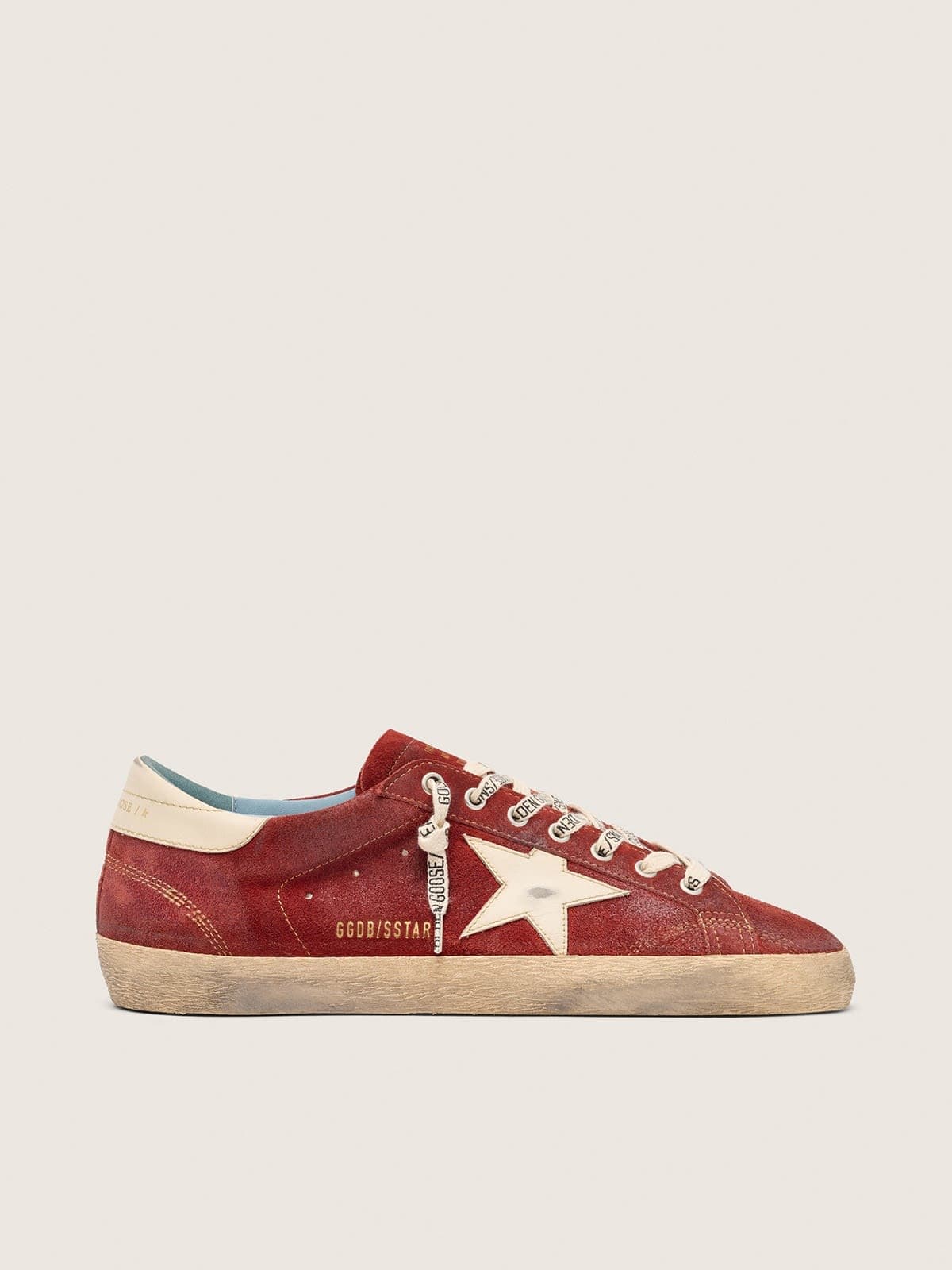 Golden Goose - Men’s Super-star In Red Suede With Cream Leather Star, Man, Size: 39