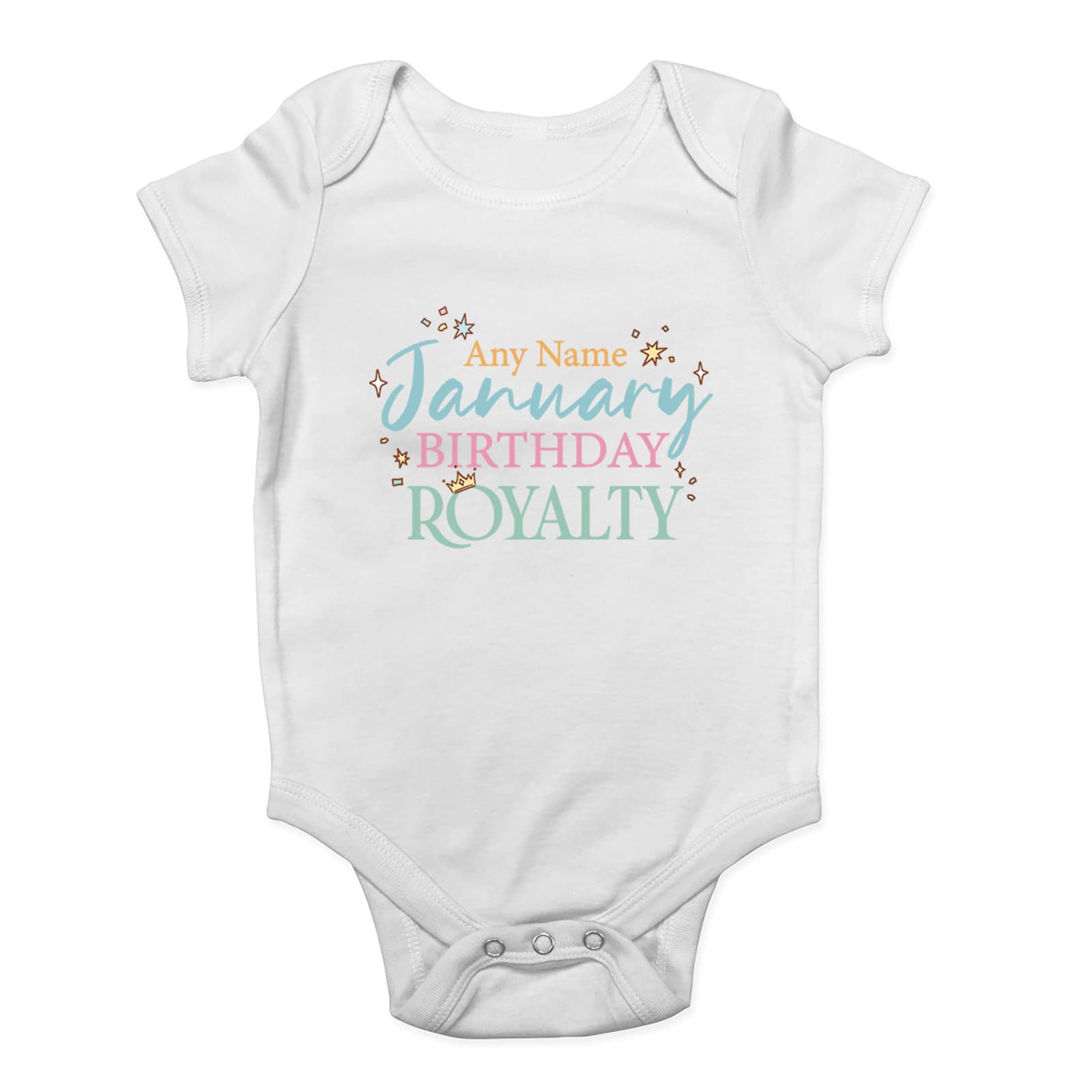 Personalised January Birthday Royalty Baby Grow Vest Bodysuit Gift
