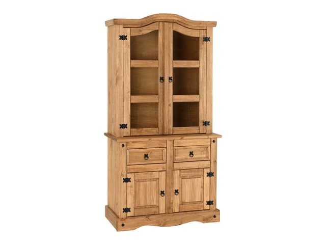 Seconique Corona Pine and Glass 4 Door 2 Drawer Buffet Hutch