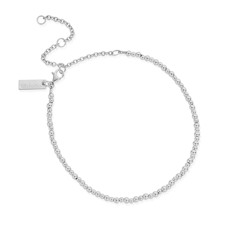 ChloBo Silver Cute Beaded Anklet - Silver
