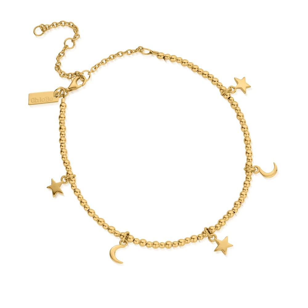 ChloBo Gold Mini Moon + Stars Anklet - Gold