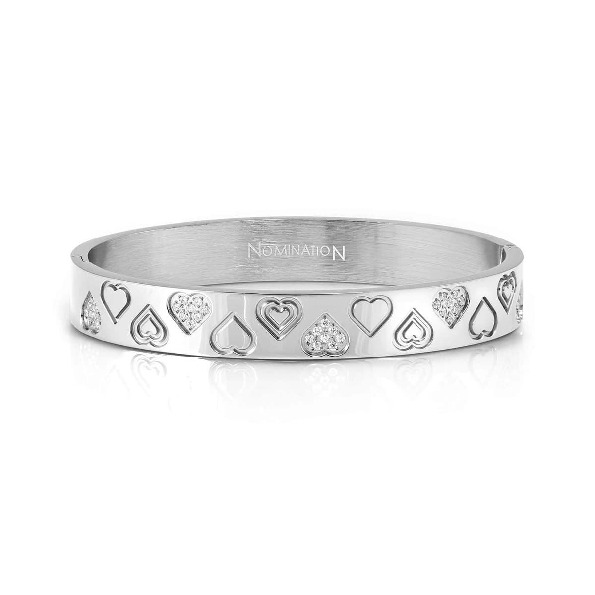 Nomination Silver Pretty Bangles Pavé Hearts Chunky Bangle Large
