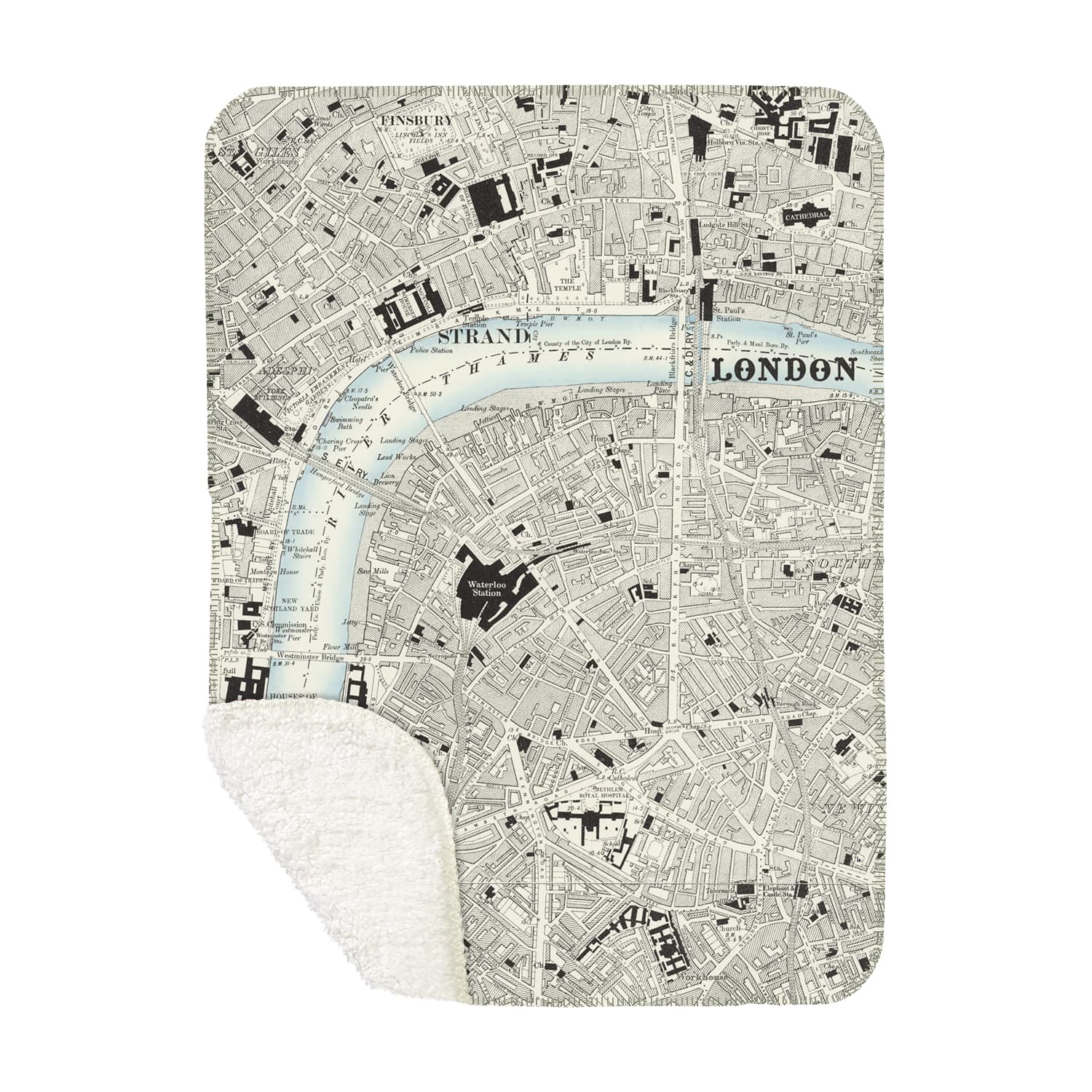 Personalised Vintage Map Sherpa Blanket-Portrait-150 x 200cm