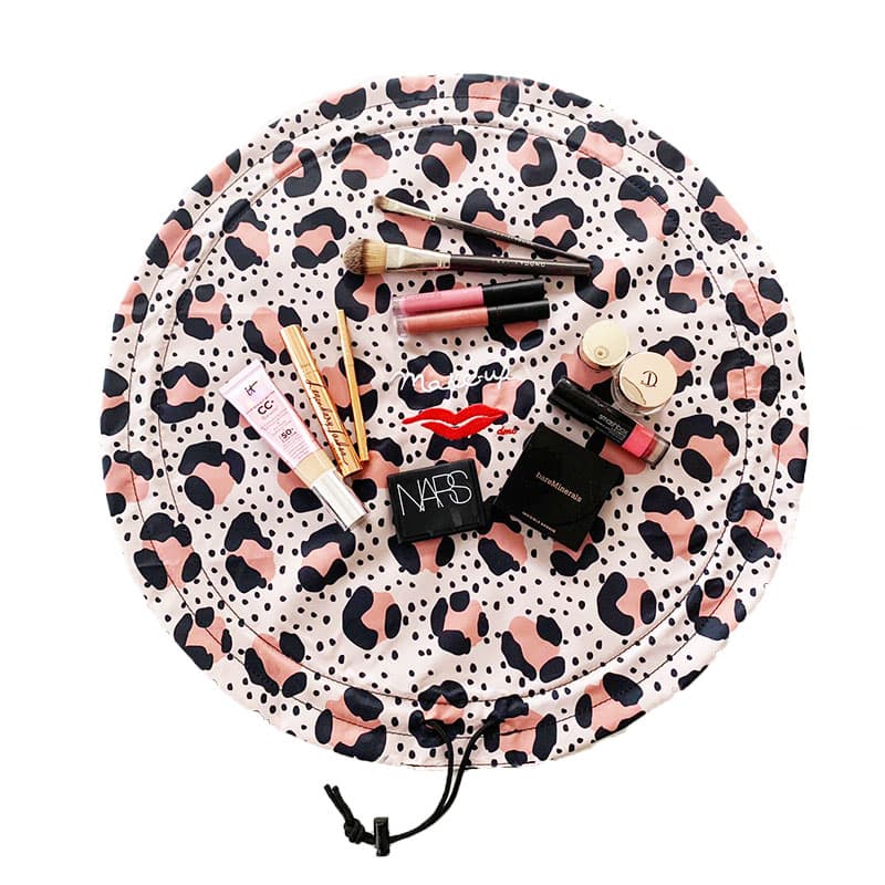 Donna May London Lay Flat Washable Collection Makeup Bag Nude Leopard