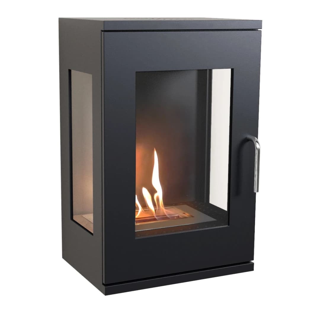Cheyenne Wall-Mounted Bioethanol Stove - by ScandiFlames | Space-Saving Black Fireplace with 3-Sided Flame View