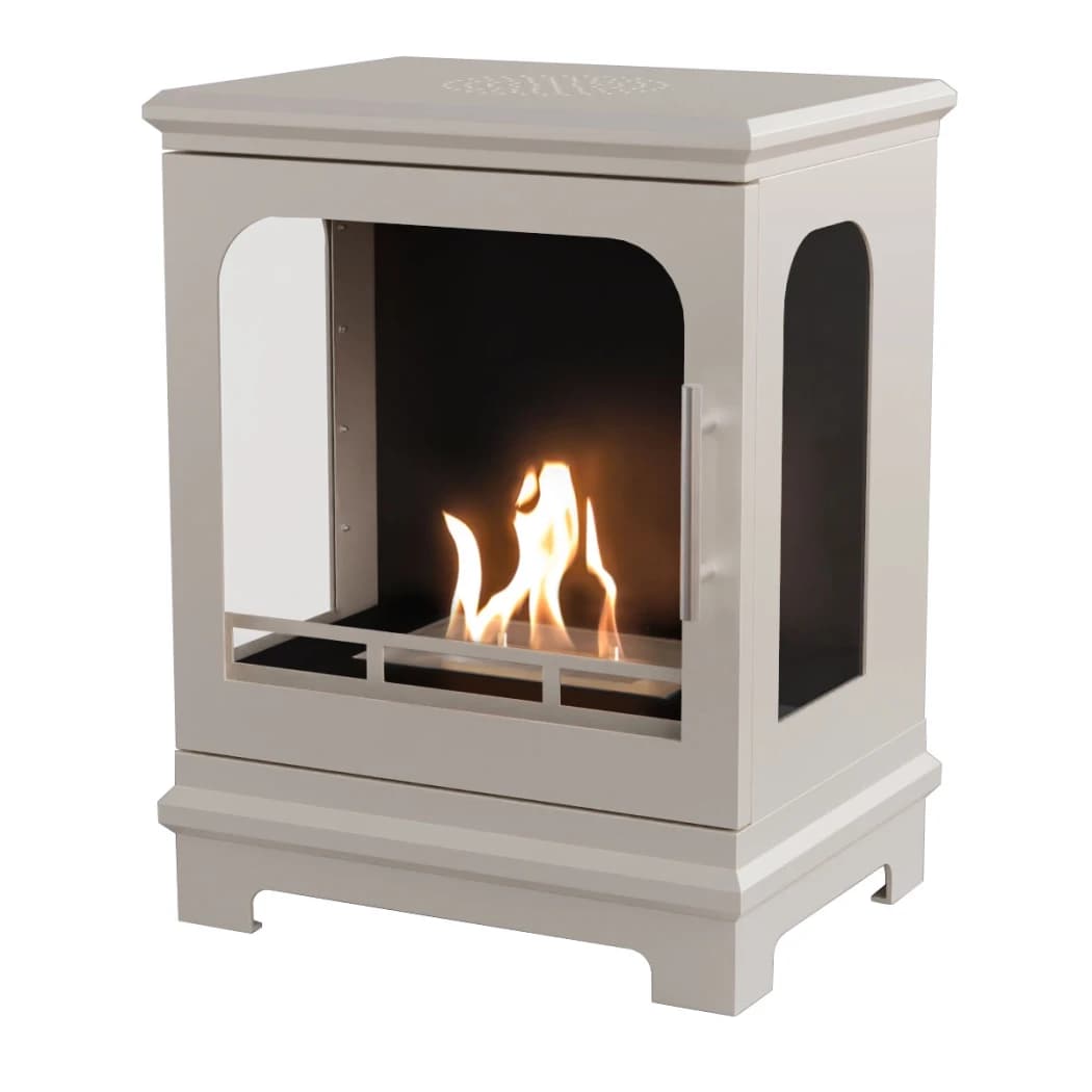 ScandiFlames Honolulu Oyster White – Freestanding Bioethanol Fireplace Stove – 5 hour burn time – 1.6 kW heat effect