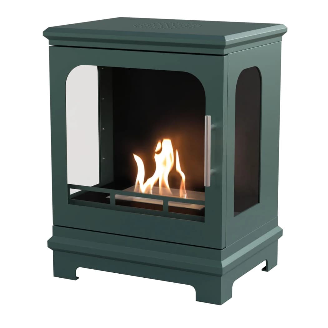 ScandiFlames Honolulu Black Green – Freestanding Bioethanol Fireplace Stove – 5 hour burn time – 1.6 kW heat effect