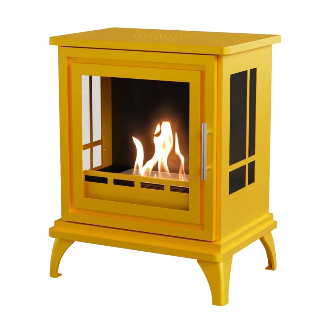 ScandiFlames Nashville Yellow – Freestanding Bioethanol Fireplace Stove – 6 hour burn time – 2 kW heat effect