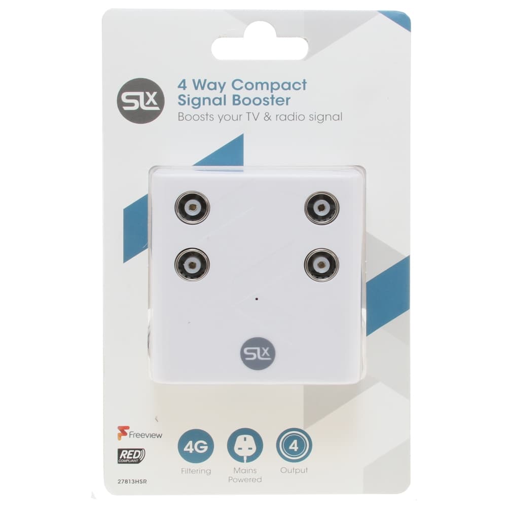 SLx 4 Way TV & Radio Signal Booster with 4G Filter