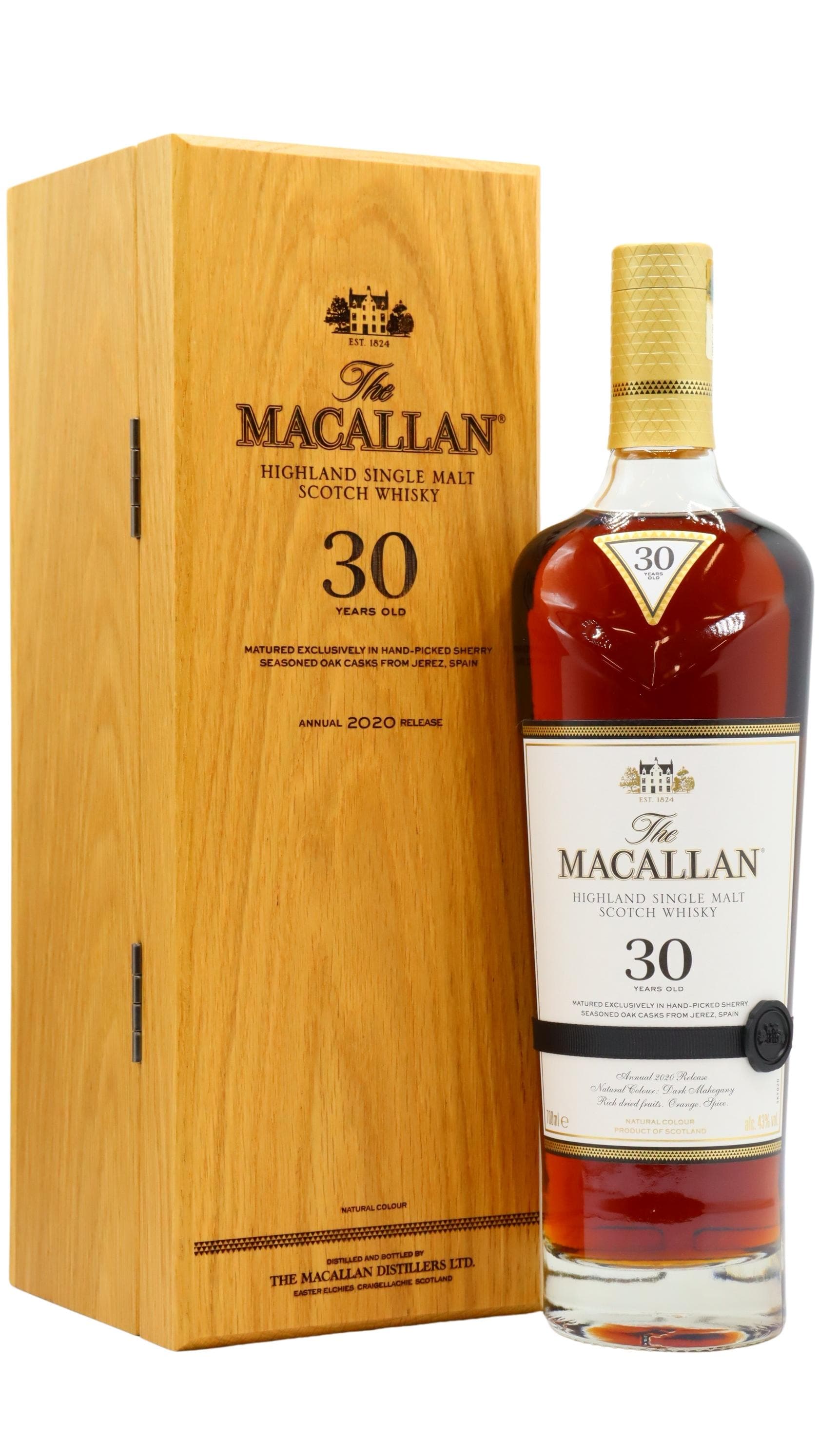 The Macallan 2020 Release Sherry Oak Highland Single Malt Scotc  30 year old Whisky