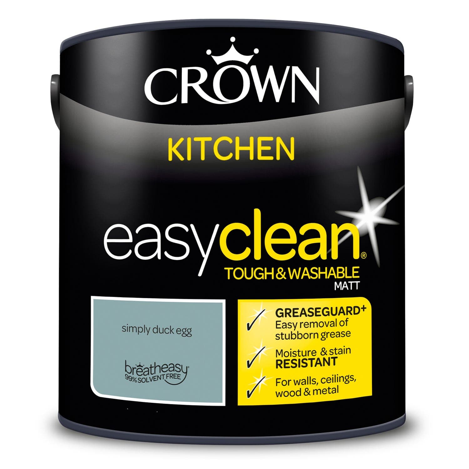 Crown Easyclean Kitchen Matt Emulsion, 2.5L, Simply Duck Egg
