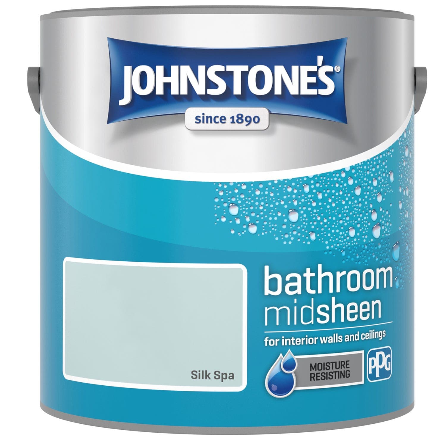 Johnstone's Bathroom Mid Sheen Finish Emulsion Paint, 2.5 Litre, Silk Spa