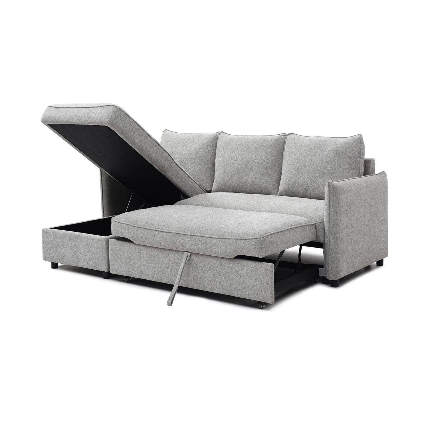 Casa Barret Fabric Chaise Sofa Bed, Titan Grey Boucle