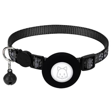 Apple AirTag 1/2 Silicone Case with Reflective Pet Collar - Black