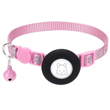 Apple AirTag 1/2 Silicone Case with Reflective Pet Collar - Pink
