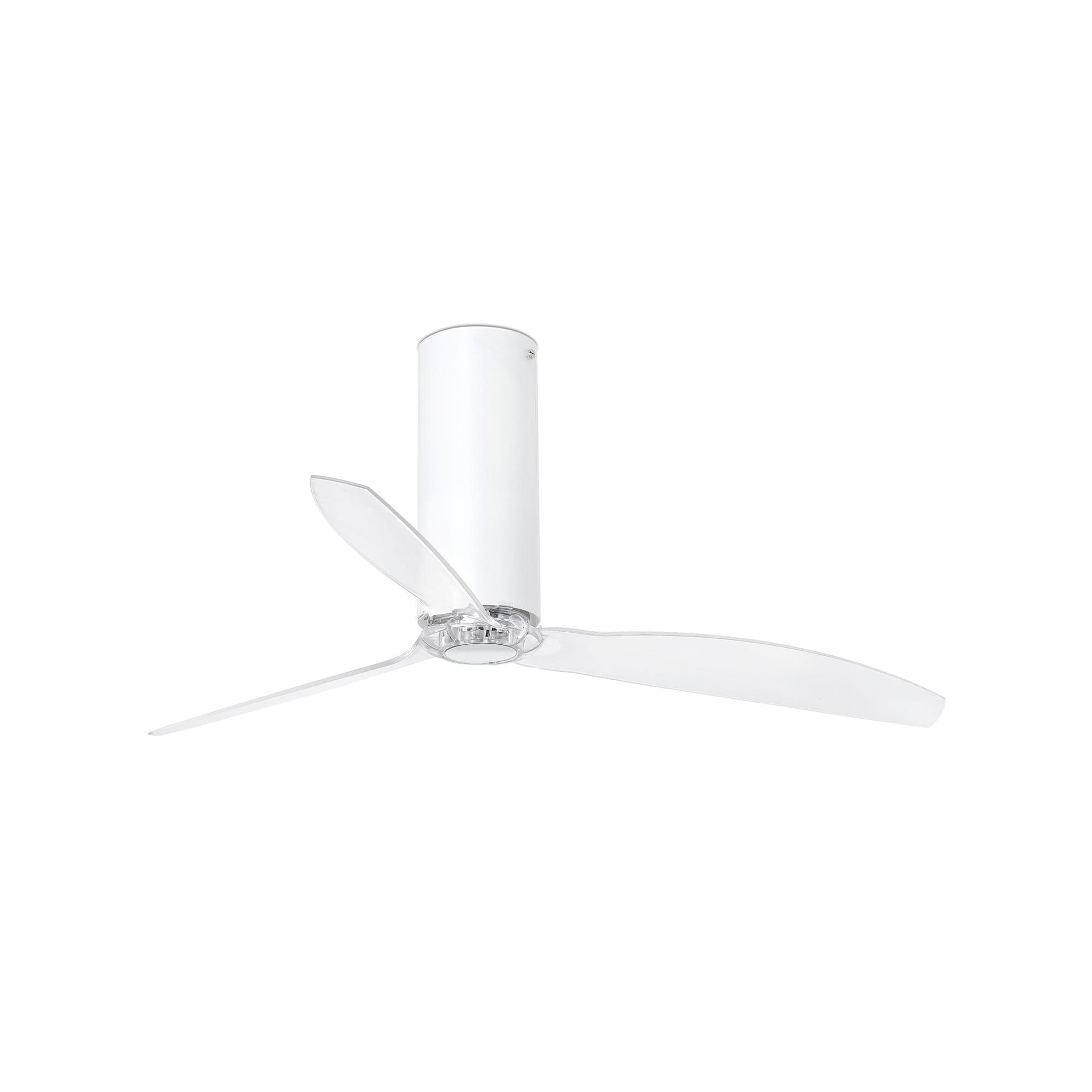 Tube Medium Ceiling Fan Clear, White Gloss - Optional LED Light Sold Separately