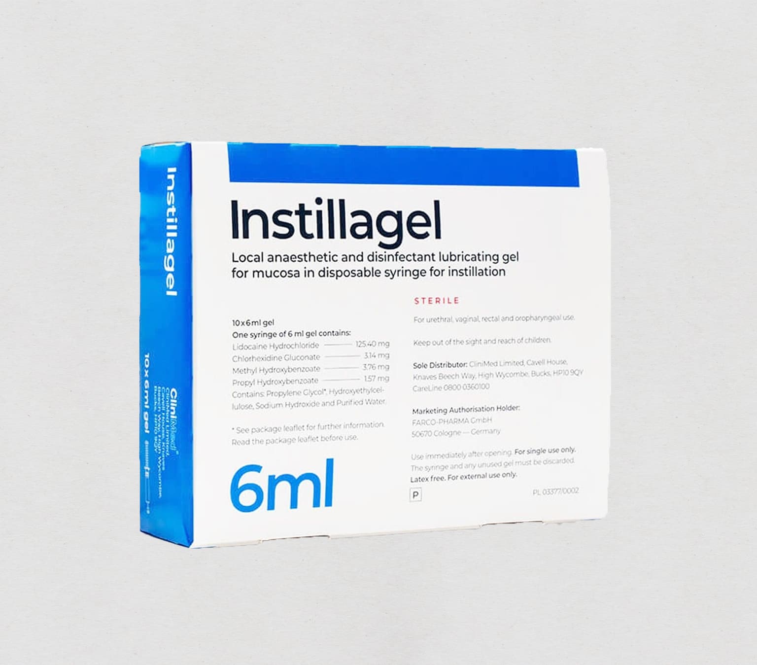 Instillagel Sterile Lubricant 10 x 6ml