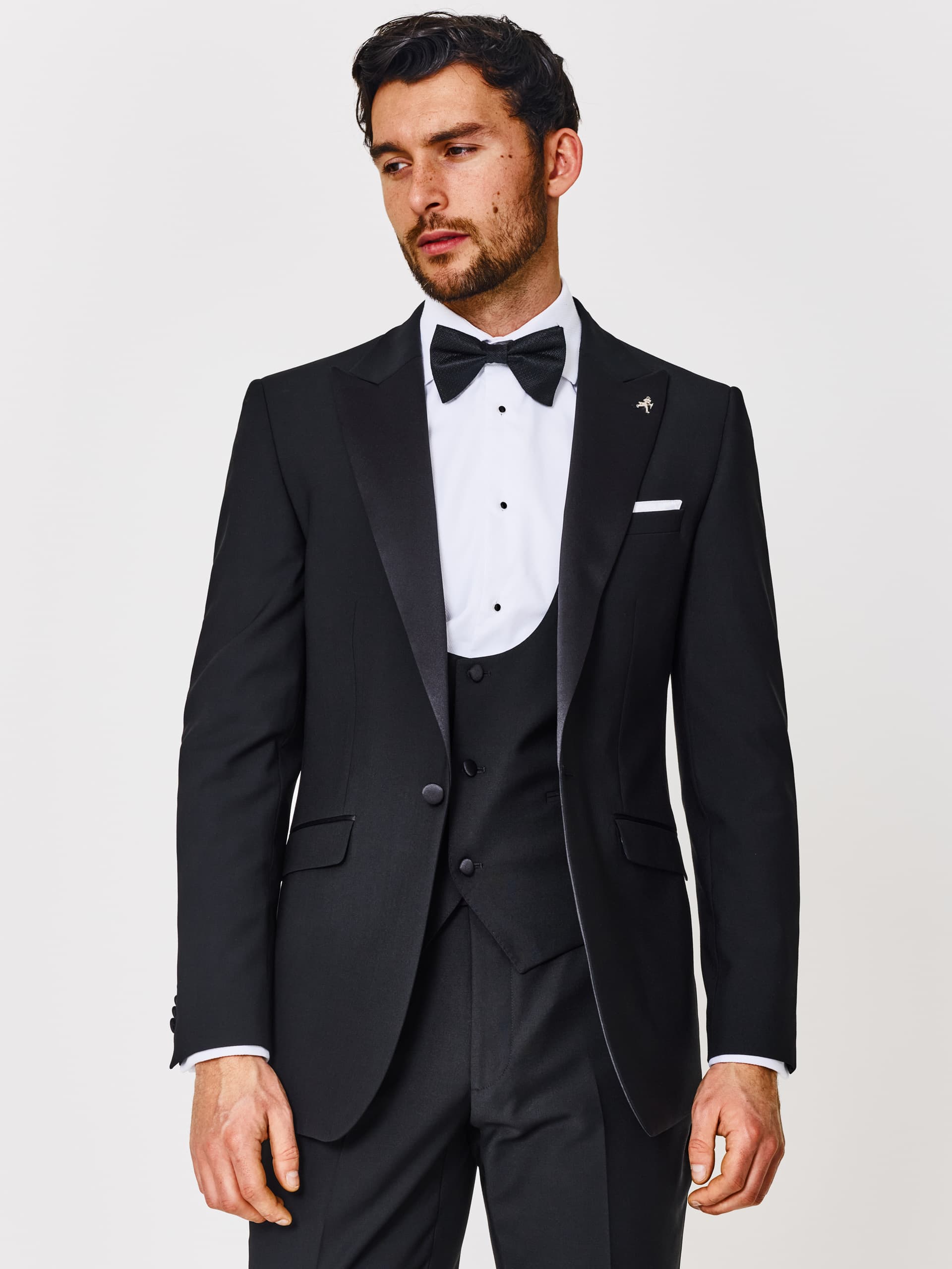 Herbie Frogg Mens Slim Fit Black Three Piece Tuxedo 42 R