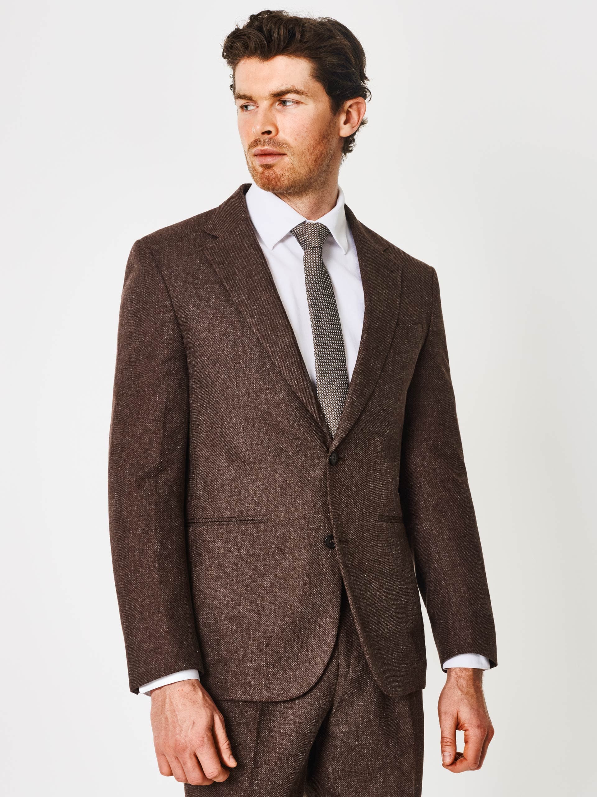 OneSix5ive Mens Buchan Tailored Fit Brown Linen Unconstructed Blazer 46 R