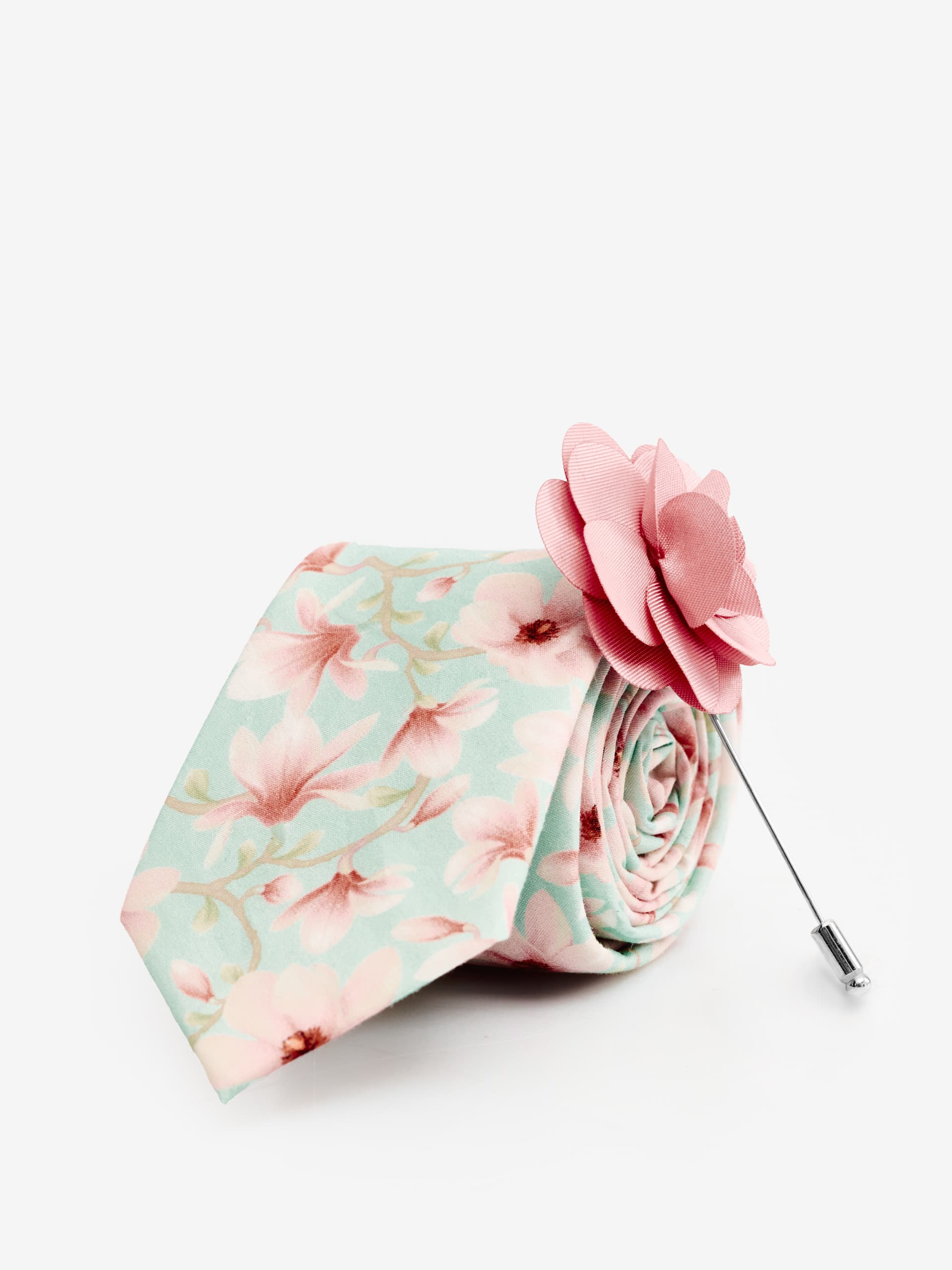 OneSix5ive Mens Slim Foral Tie and Flower Pin Set ONE SIZE