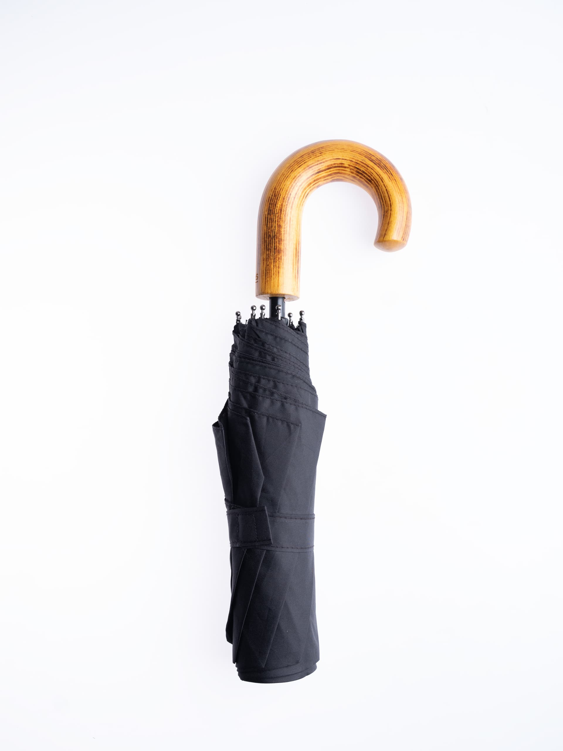 Totes Mens Black Eco Classic Wood Crook Umbrella ONE SIZE