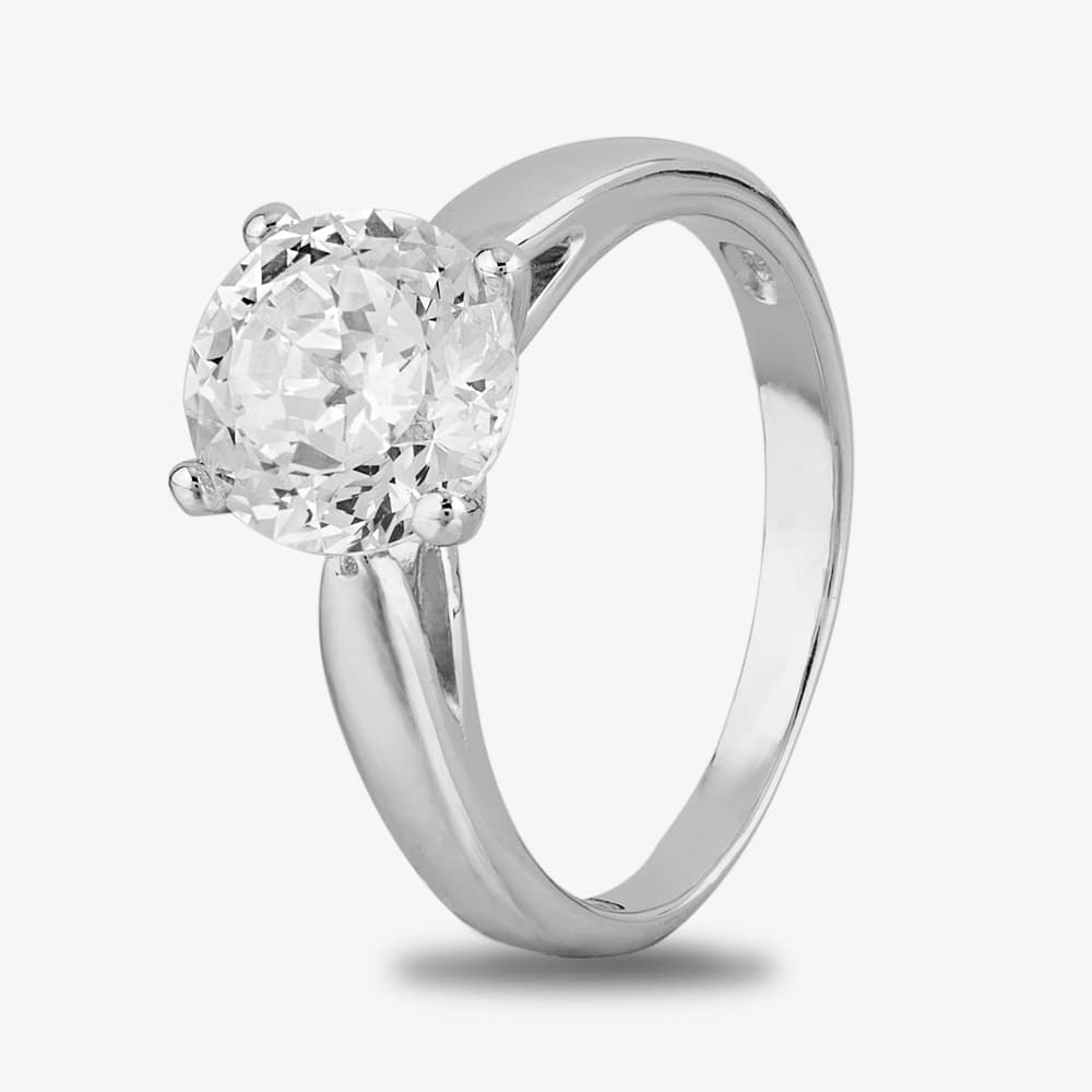 Starbright Silver 8mm Four Claw Round Cubic Zirconia Ring R6025(8M) 3A (58)