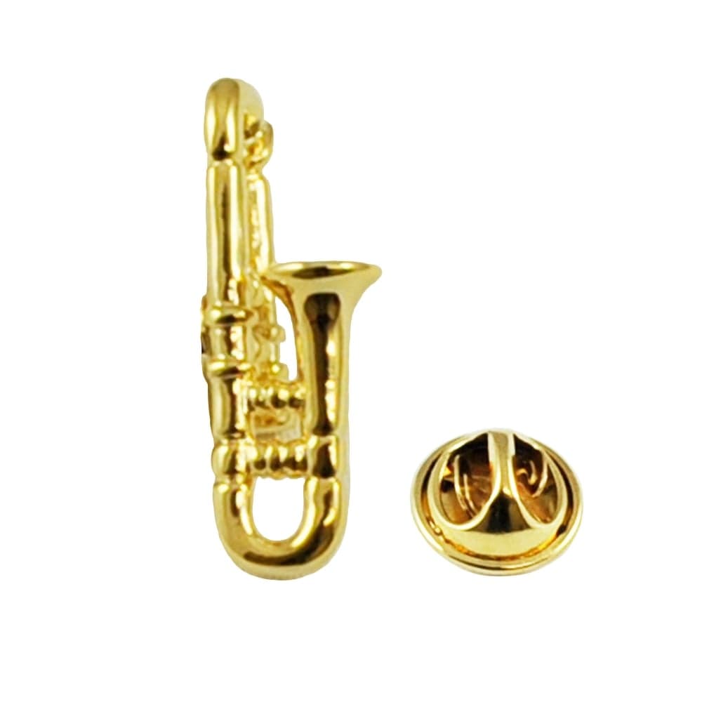 Gold Plated Trombone Lapel Pin Badge