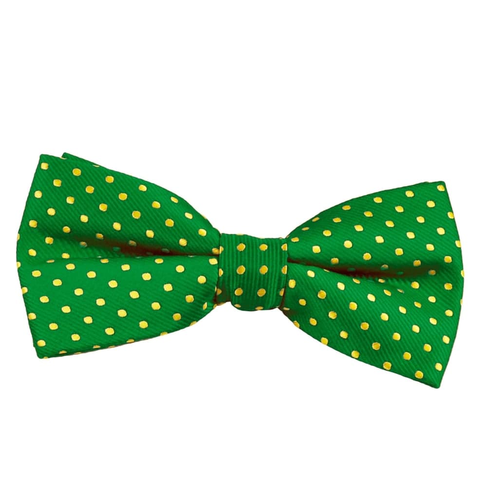 Green &amp; Yellow Polka Dot Boys Bow Tie