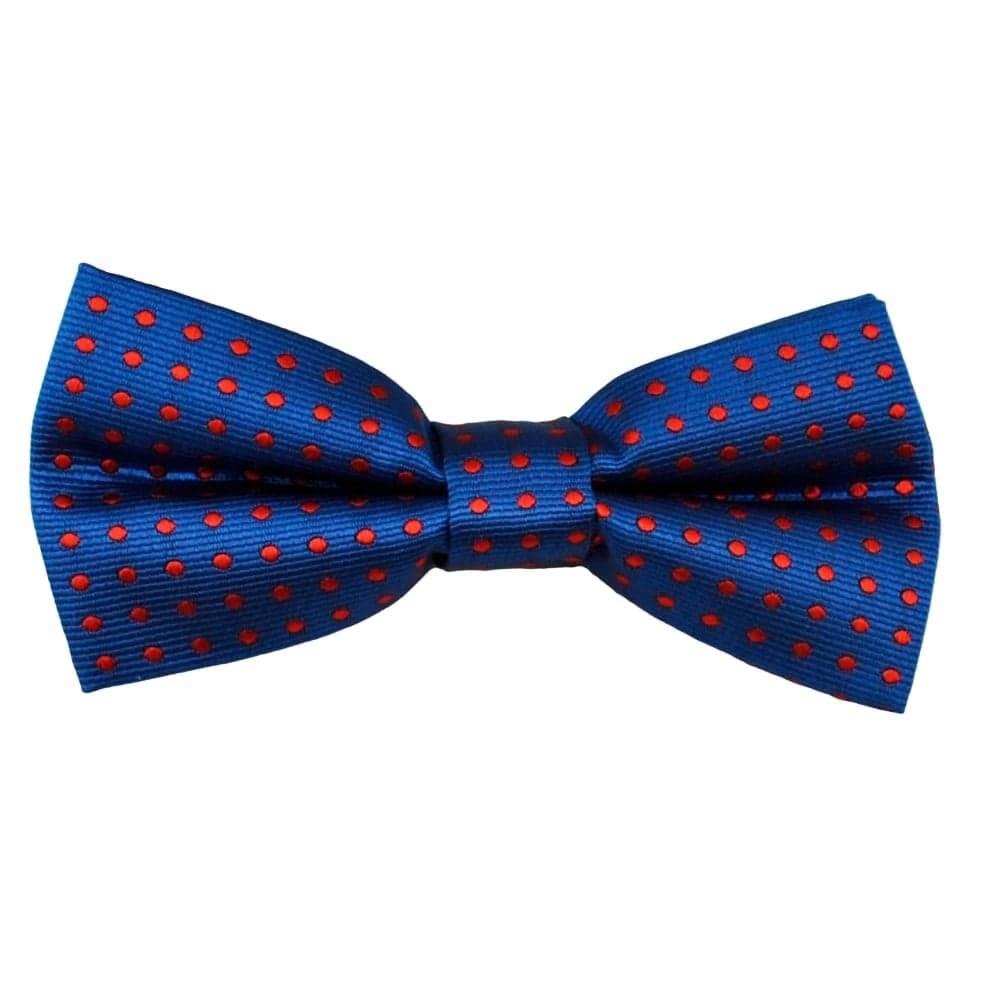 Royal Blue &amp; Red Polka Dot Boys Bow Tie