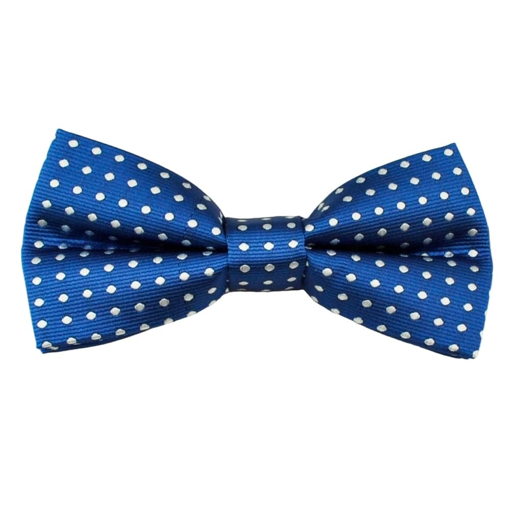 Royal Blue &amp; White Polka Dot Boys Bow Tie