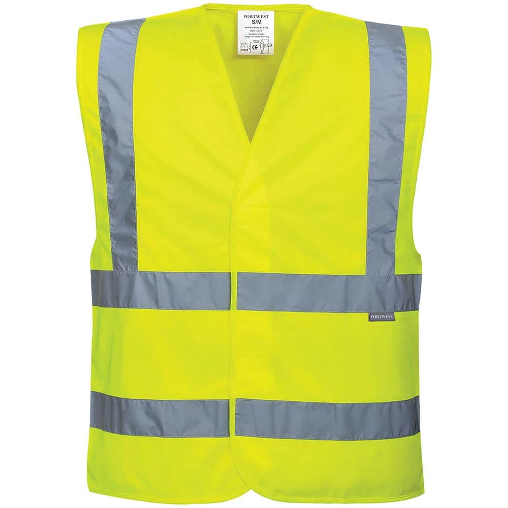 Portwest Two Band and Brace Class 2 Hi Vis Waistcoat Yellow 2XL / 3XL