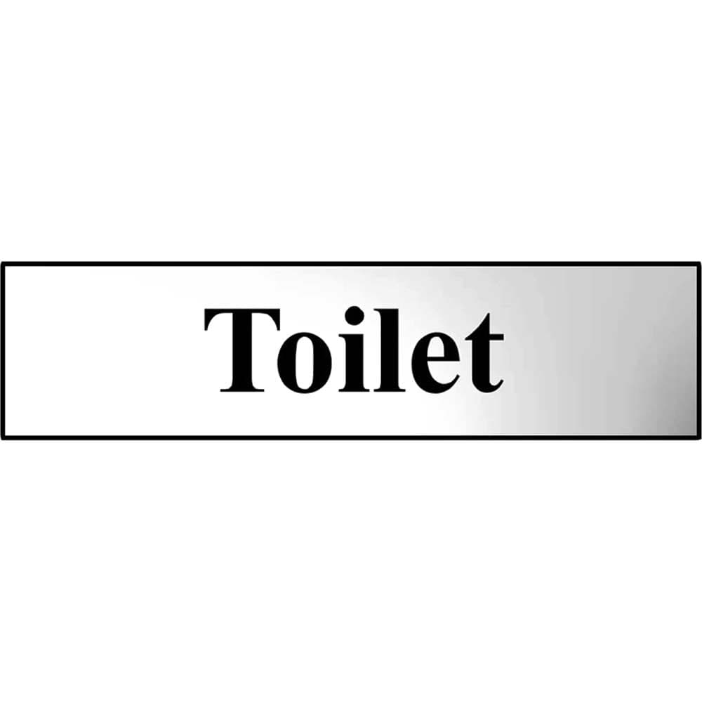 Scan Chrome Effect Toilet Sign 200mm 50mm Standard