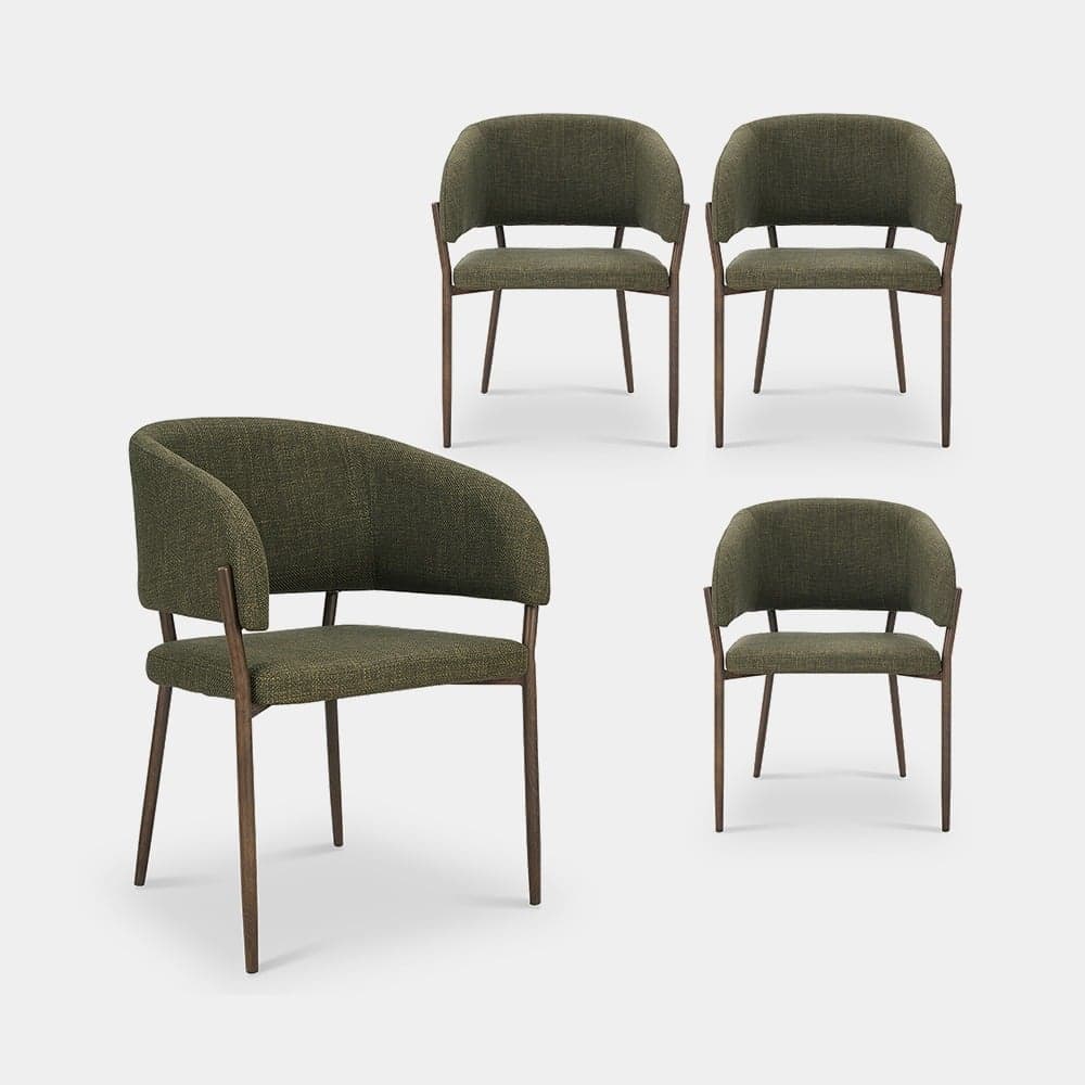 Oxford Set of 4 Mid-Century Dining Chairs – Green