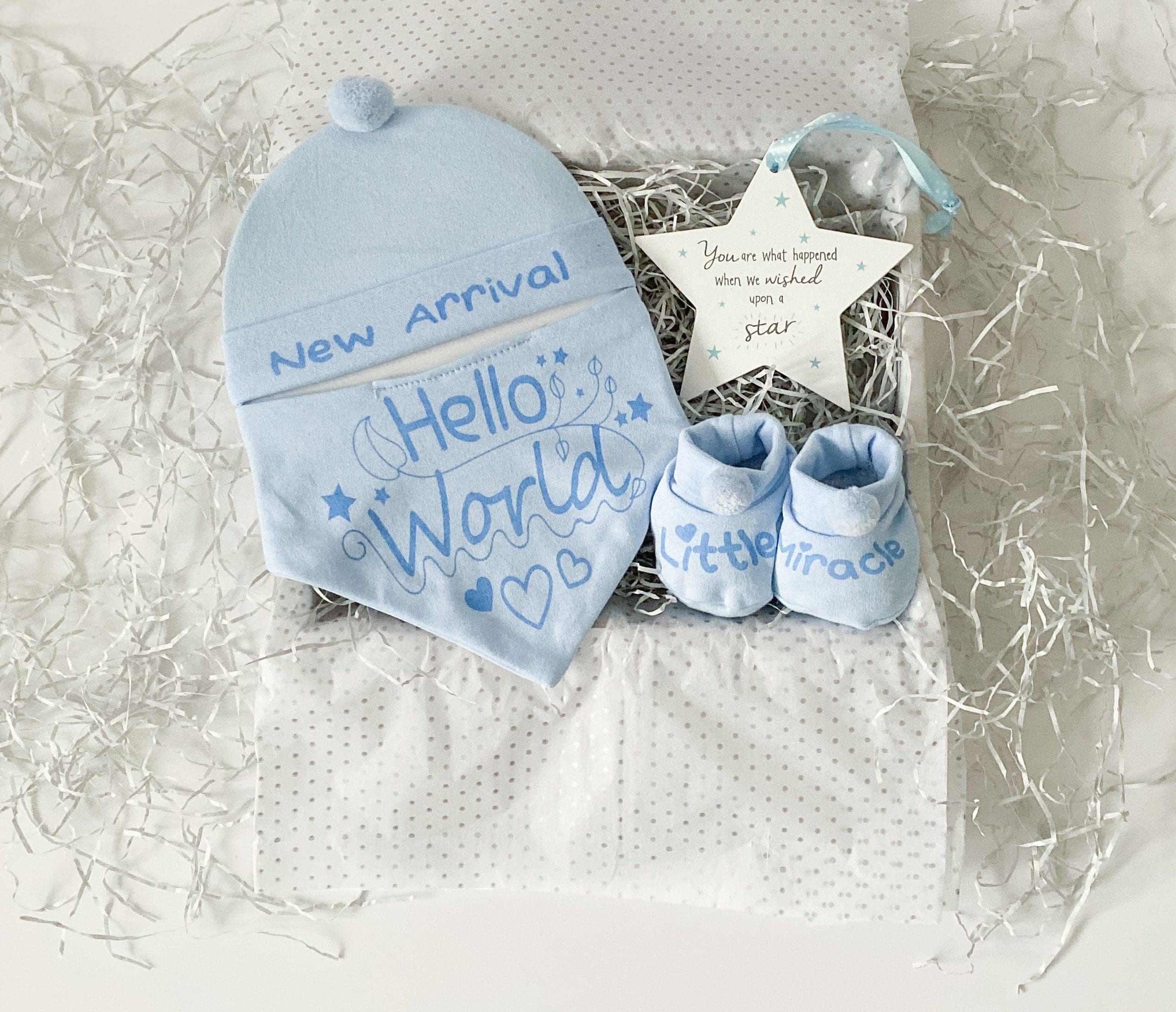 Hello World ‘Little Miracle’ Baby Boy Clothing Gift Set