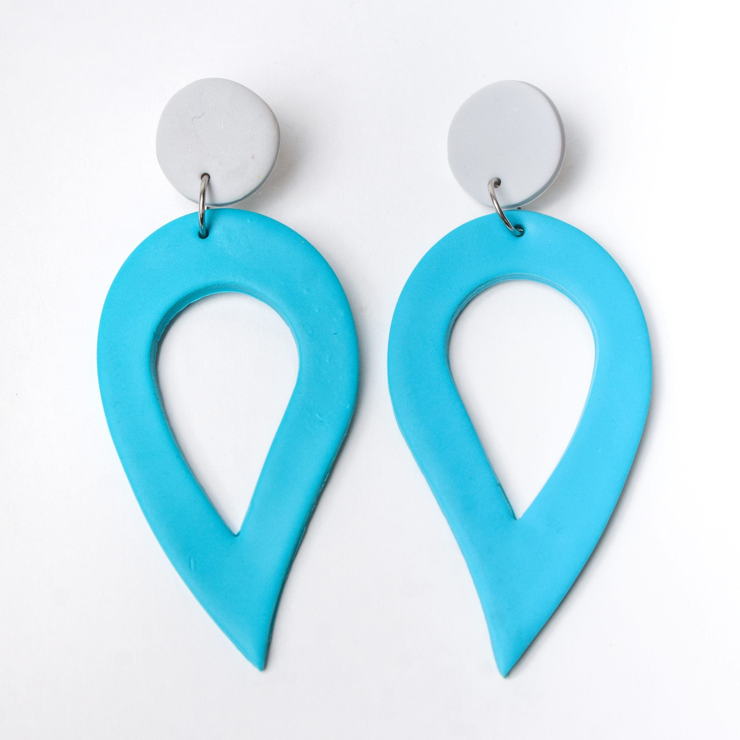 Turquoise and Grey Tear Drop Earrings