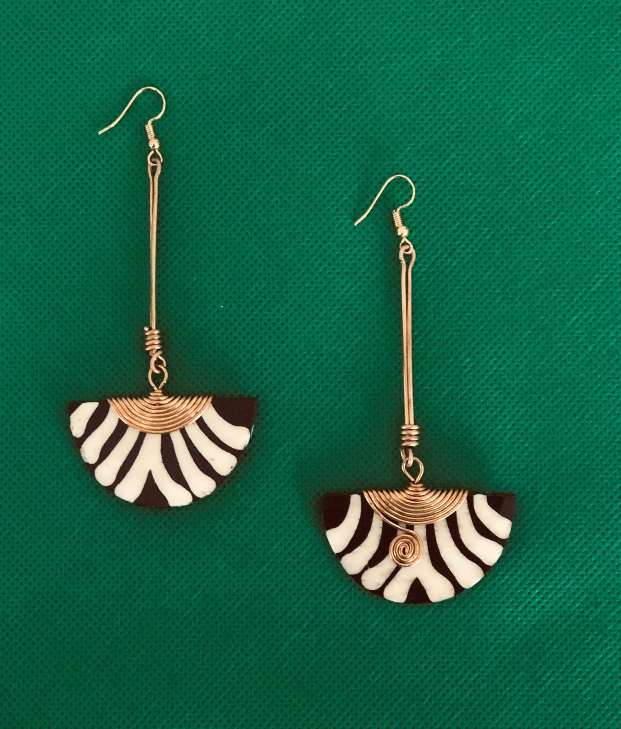 African Bone Earrings - Zebra Print